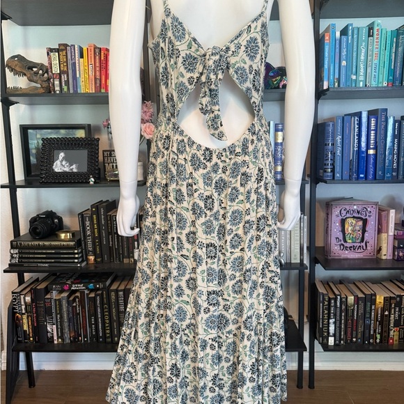 Japan Tie Back Floral Print Sleeveless Midi Dress - Picture 3 of 9